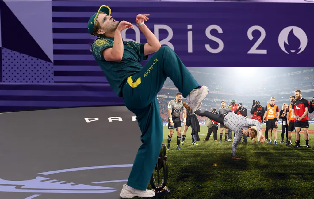 scott robertson breakdancing as Raygun at the olympics.