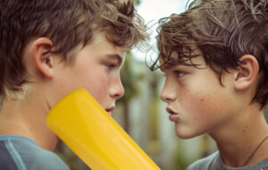 angry boys with cricket bat