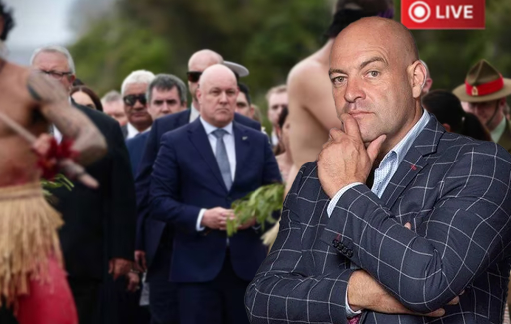 Leigh Hart with Luxon at Waitangi