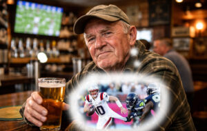 old boy thinking about nfl at pub
