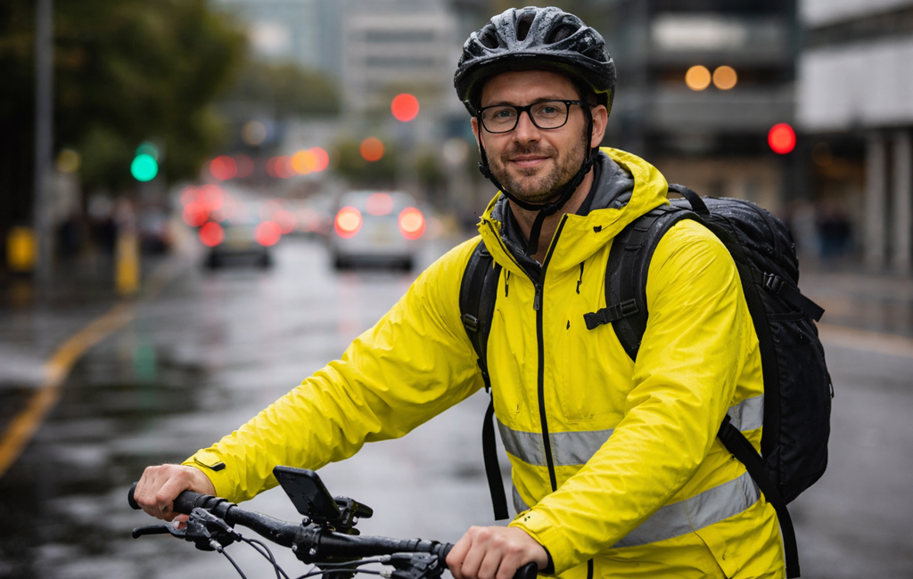 man on bike in wellington