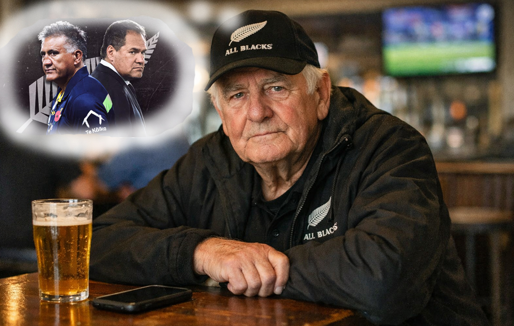 old boy at pub with beer thinking about all blacks coaches