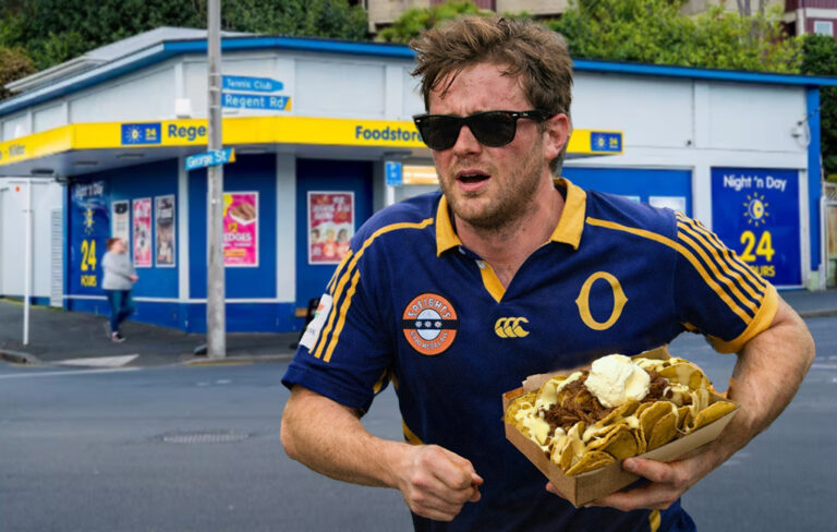 otago man running with nachos
