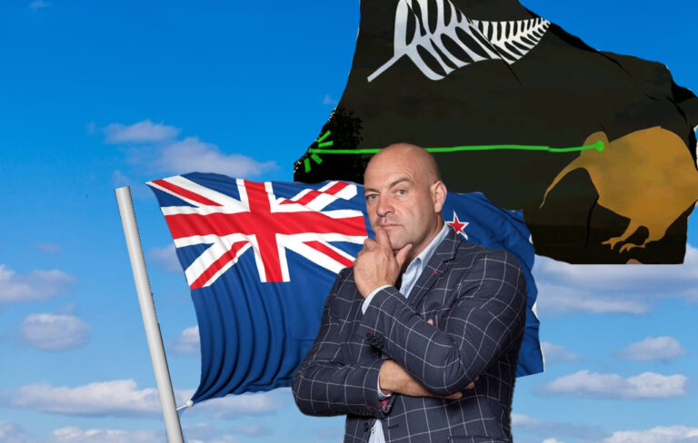 leigh hart with two flags