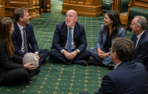 Luxon on carpet with MPs
