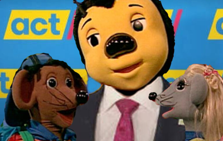 bumble and two mice at Act party convention