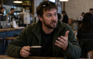 man having coffee at cafe