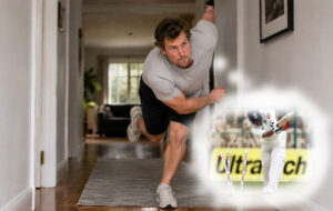 man bowling in hallway imagining bowling batsman out