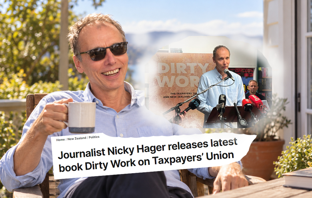 nicky hager having a coffee outside