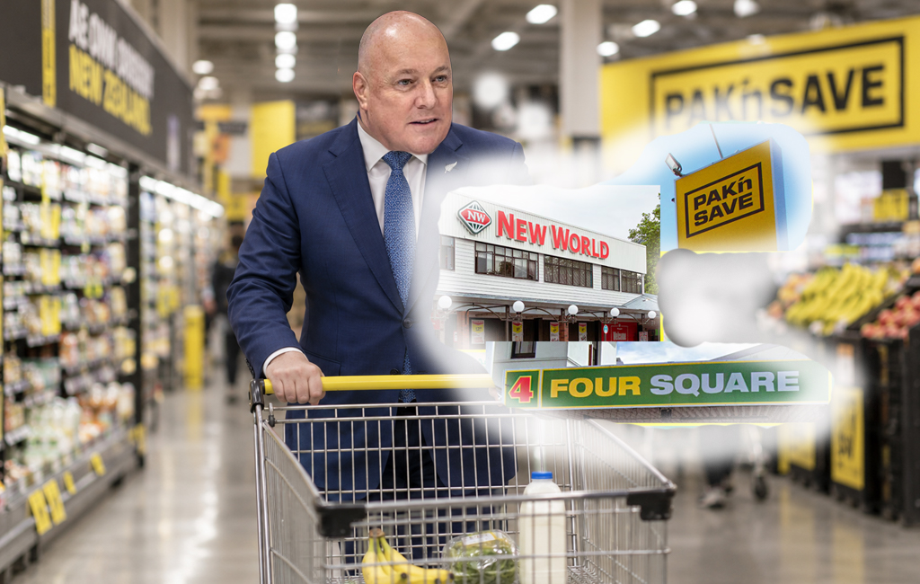 chris luxon doing his pak n save shopping
