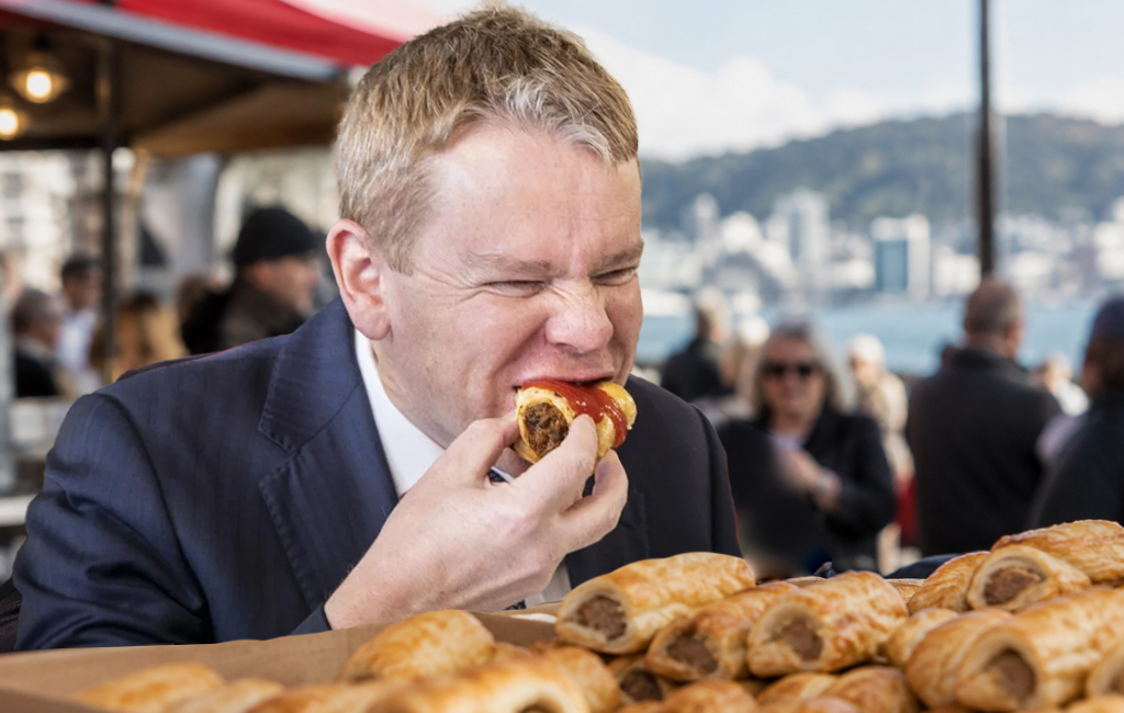 chippy eating sausage roll