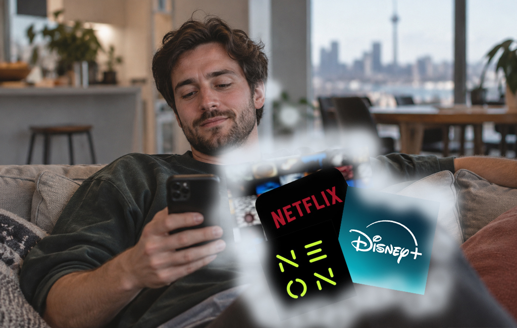 man on couch thinking about streaming services.