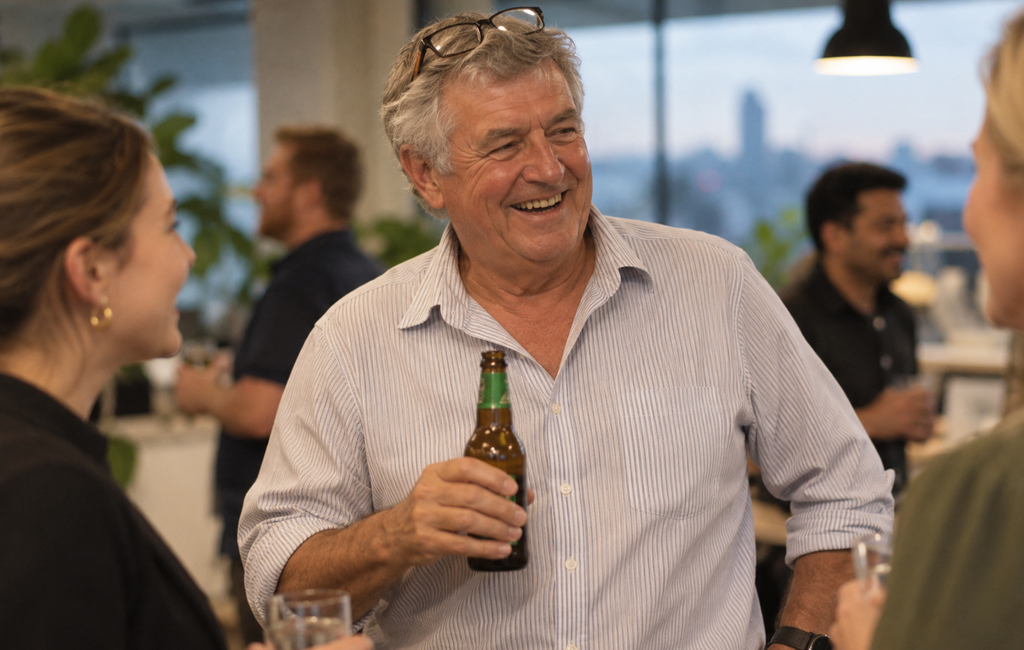 man having beer at office drinks