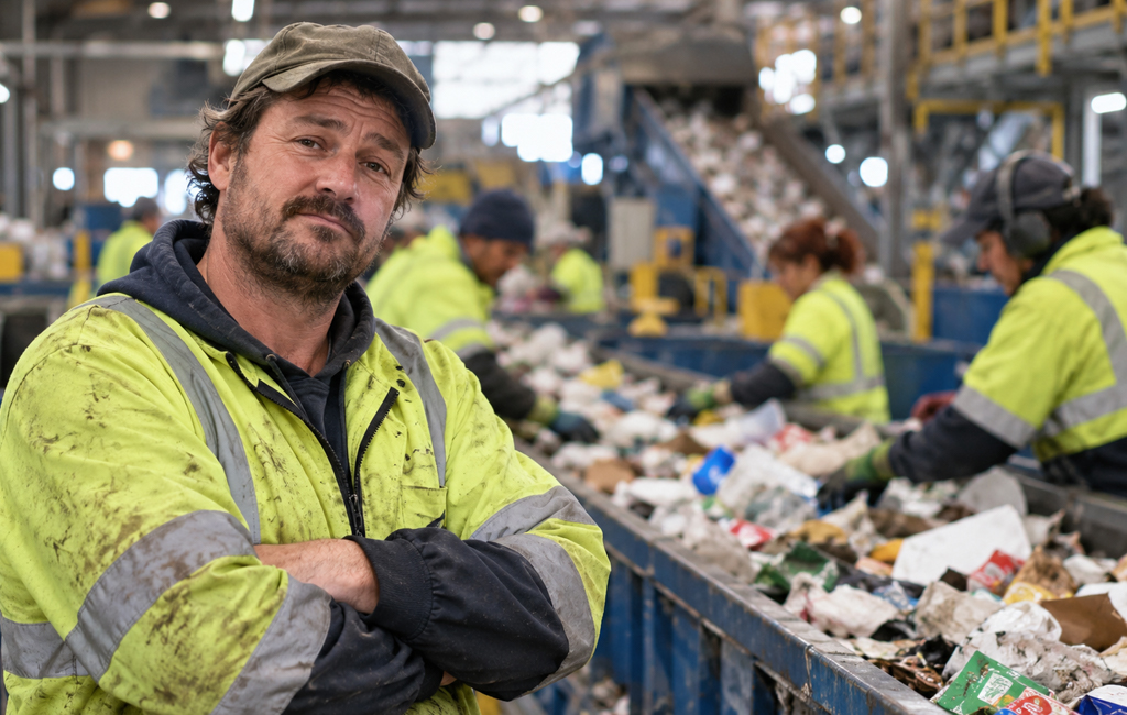 man at recycling plant