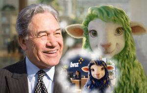 winston with kiwibank sheep